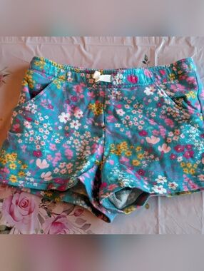 Carter's Teal Floral Knit Shorts with Elastic Waist/ 5T